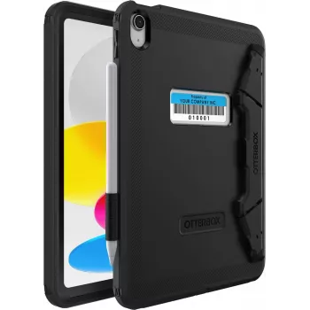 OtterBox Defender Series Kickstand Case for iPad 10th Gen - Ultra-Robusts aizsargmaciņš ar integrētu ekrāna aizsargu un statīvu - Melns (77-93756)