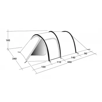Outwell Earth 5 5-Personu Tuneļa Telts – 2 Istabas, 3000mm Ūdens Staba Augstums, Zaļa