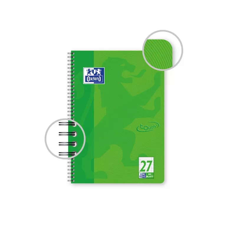 Oxford TOUCH vingrinājumu klade - zaļa - A4+ - 80 lapas - 90 g/m² - līnijots