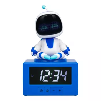 Paladone AstroBot Icon modinātājpulkstenis - pelēks/balts digitālais LCD robots ar snaudas funkciju