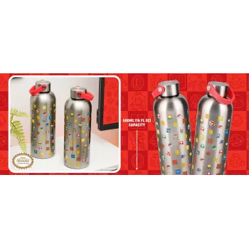 Paladone Super Mario Metal Water Bottle ar nēsāšanas cilpu