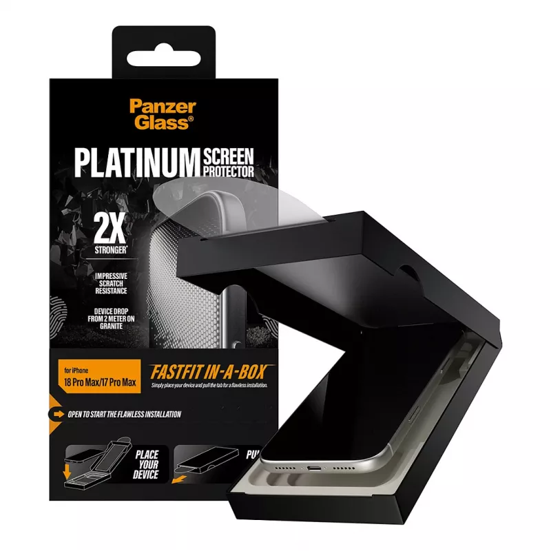 PanzerGlass Platinum ekrāna aizsargs iPhone 17 Pro Max ar FASTFIT IN-A-BOX