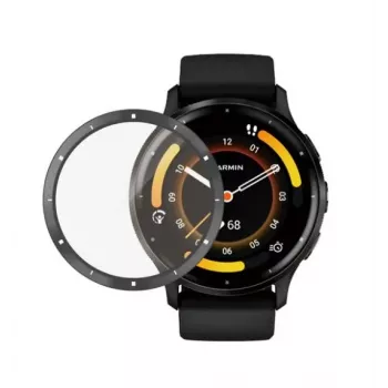 PanzerGlass ekrāna aizsargs Garmin Venu 3 - melns rāmis, rūdīts stikls, 9H cietība, antibakteriāls, oleofobs, pilna pārklājuma