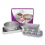 Patisse PAT-03673 Neslīdošs apaļo kūku veidņu komplekts, 4 gab. (18-24 cm), oglekļa tērauds, melns