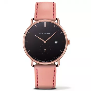 PAUL HEWITT Grand Atlantic Line vīriešu pulkstenis PHTGARB24M 42mm melns ciparnīca ādas siksniņa