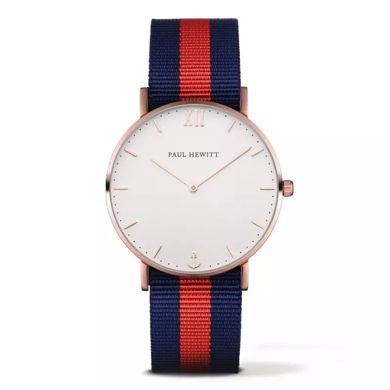 Paul Hewitt Sarstedt Unisex Quartz Watch 39mm Rose Gold Stainless Steel Navy Blue Nylon Strap PH-SARSTWNR20