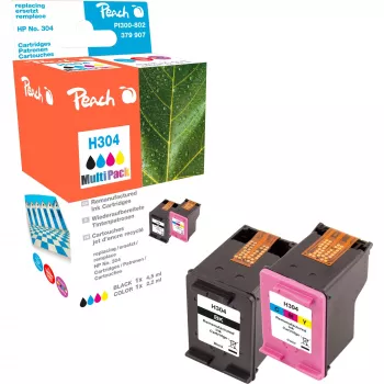 Peach PI300-802 2-Pack saderīga tintes kasetne HP 304 (melnā un trīskrāsu)