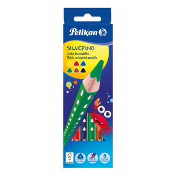 Pelikan 700610 krāsaino zīmuļu komplekts, 6 gab. (melns, brūns, zaļš, sarkans, violets, dzeltens)