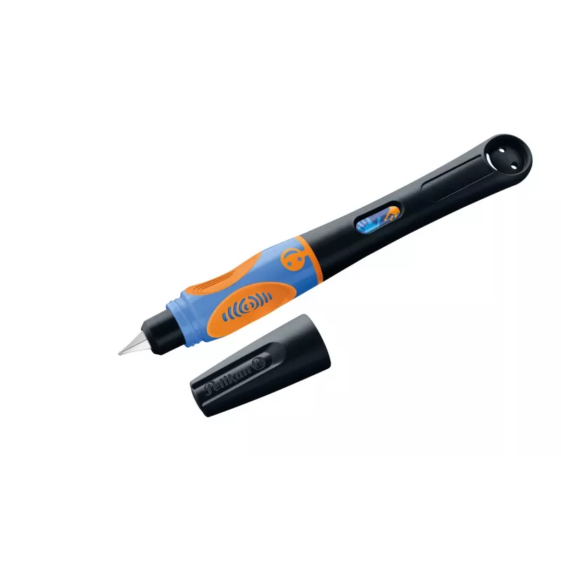 Pelikan griffix® tintes pildspalva kreiliem - Neon Black - zils tintes - kārtridžu sistēma - plastmasas korpuss - nerūsējošā tērauda uzgalis - kreiliem (820356)