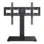 PERLESMITH PSTVS13 Brīvi stāvošs TV statīvs ar stiprinājumu 37-75 collu televizoriem, Melns, 45 kg ietilpība, VESA 100x100 līdz 600x400, augstuma regulēšana, pagriešana ±35°, rūdīta stikla pamatne