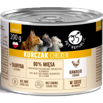 PETREPUBLIC pieaugušu kaķu barība ar vistas gabaliņiem mērcē – 10 x 200g