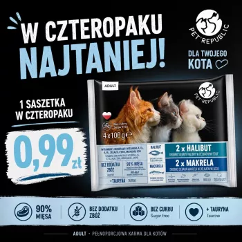 PETREPUBLIC Adult Halibut and Mackerel Wet Cat Food – 4x100g Pouches
