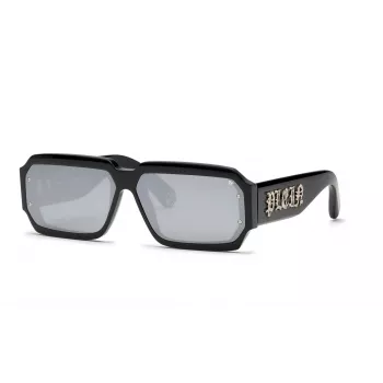 PHILIPP PLEIN MAN SPP150-670703 Saulesbrilles Taisnstūra Melns Rāmis Pelēkas Lēcas 67/11/145 mm