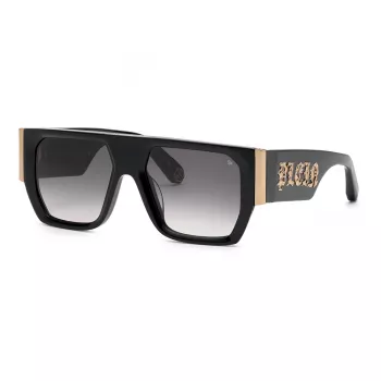 PHILIPP PLEIN MAN saulesbrilles SPP094M540700 Melns acetāta rāmis Pelēkas polikarbonāta lēcas 54/18/145 mm
