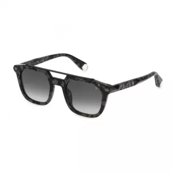 Philipp Plein vīriešu saulesbrilles SPP001M510721 – melns acetāta rāmis, pelēkas lēcas, 51 mm