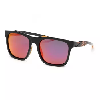 Philipp Plein Sport SSP010-56Z42P Vīriešu taisnstūra saulesbrilles - Melns rāmis, pelēkas polarizētas lēcas 56/19/135 mm