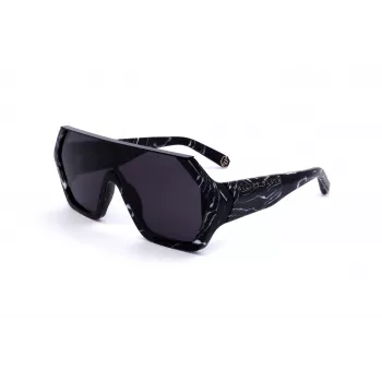 Philipp Plein SPP047-0Z21 Vīriešu Saulesbrilles Melns Rāmis Pelēkas Lēcas 99mm