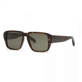 PHILIPP PLEIN SPP081-550722 Vīriešu saulesbrilles Melns Acetāts Pelēkas lēcas 55/17/145 mm