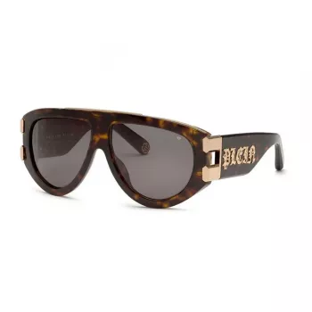 Philipp Plein SPP127V600722 Vīriešu Saulesbrilles, Spīdīgs Melns Rāmis, Dūmu Lēcas, 60/13/145 mm