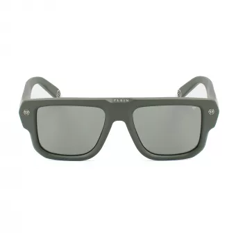 Philipp Plein SPP179-550Z29 Vīriešu saulesbrilles, melns acetāta rāmis, pelēkas polikarbonāta lēcas 55/18/145 mm