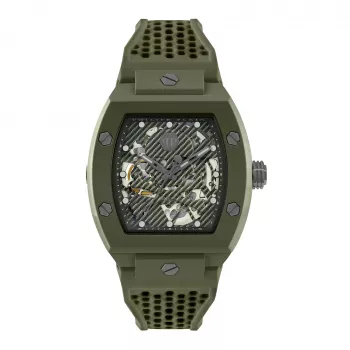 Philipp Plein The $kull vīriešu pulkstenis PWVBA0223 44mm nerūsējošais tērauds kvarcs melns ciparnīca silikona siksniņa