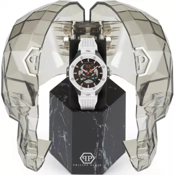 Philipp Plein The Skeleton vīriešu automātiskais pulkstenis PWPFA0724 46mm melns silikons