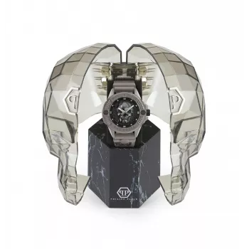 Philipp Plein The Skeleton vīriešu pulkstenis PWUBA0323 44mm Black IP nerūsējošais tērauds silikons
