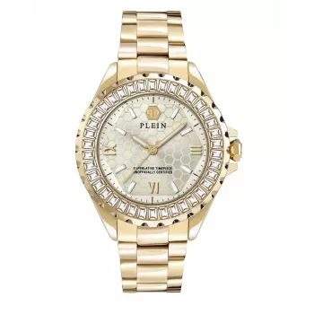 Philipp Plein Sieviešu PWPOA0624 The G.O.A.T. Kvarca analogais pulkstenis 38 mm Rožu zelta tonī