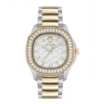 Philipp Plein sieviešu PWTAA0523 automātiskais skeleta pulkstenis 38mm rozā zelta tonī, nerūsējošais tērauds un melns silikons