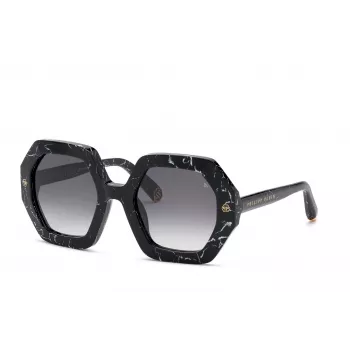 PHILIPP PLEIN Sieviešu saulesbrilles SPP039M530869 - Melns rāmis, Pelēkas lēcas, 53mm
