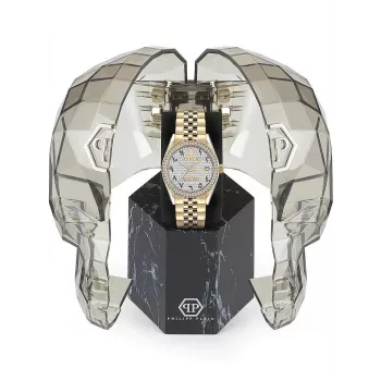 Philipp Plein Sieviešu Pulkstenis PW2BA0223 38mm Roza Zelts Nerūsējošais Tērauds Balts Silikons