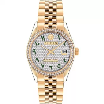 Philipp Plein Sieviešu Pulkstenis PW2BA0223 38mm Roza Zelts Nerūsējošais Tērauds Balts Silikons