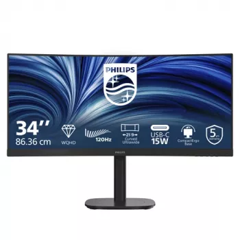 Philips 34B2N3500C 34 inch Izliekts VA LCD Monitors UWQHD 3440x1440 120Hz 1500R DisplayHDR 400 USB-C 65W