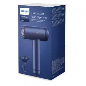 Philips 8000 Series BHD839/10 matu žāvētājs 1400 W Midnight Blue ar SenseIQ, ThermoShield, jonu kopšanu, aukstā gaisa funkciju, veidošanas sprauslu un difuzoru