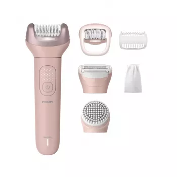 Philips Epilator Series 9000 BRE718/00 Bezvadu slapjās/sausās epilācijas ierīce ar 32 pincetēm, keramikas diskiem, Opti-Light, 2 ātrumiem, Li-ion akumulatoru, 40 min darbības laiku, komplektā Optimālā kontakta uzgalis, Smalko zonu uzgalis, Pīlinga cimds, 