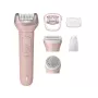 Philips Epilator Series 9000 BRE718/00 Bezvadu slapjās/sausās epilācijas ierīce ar 32 pincetēm, keramikas diskiem, Opti-Light, 2 ātrumiem, Li-ion akumulatoru, 40 min darbības laiku, komplektā Optimālā kontakta uzgalis, Smalko zonu uzgalis, Pīlinga cimds, 
