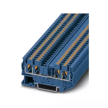 Phoenix Contact PT 2,5-QUATTRO BU caurvadu spaiļu bloks, zils, 4 savienojumi, 2.5 mm², 800 V, 24 A, DIN sliedei