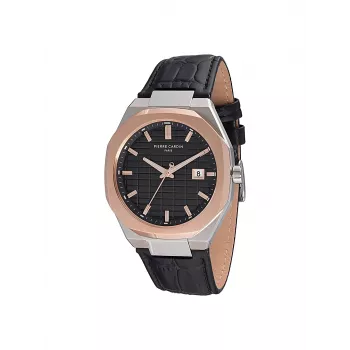 Pierre Cardin vīriešu pulkstenis CF.1000.LB.1 42mm nerūsējošais tērauds kvarca analogs melns ciparnīca ādas siksniņa