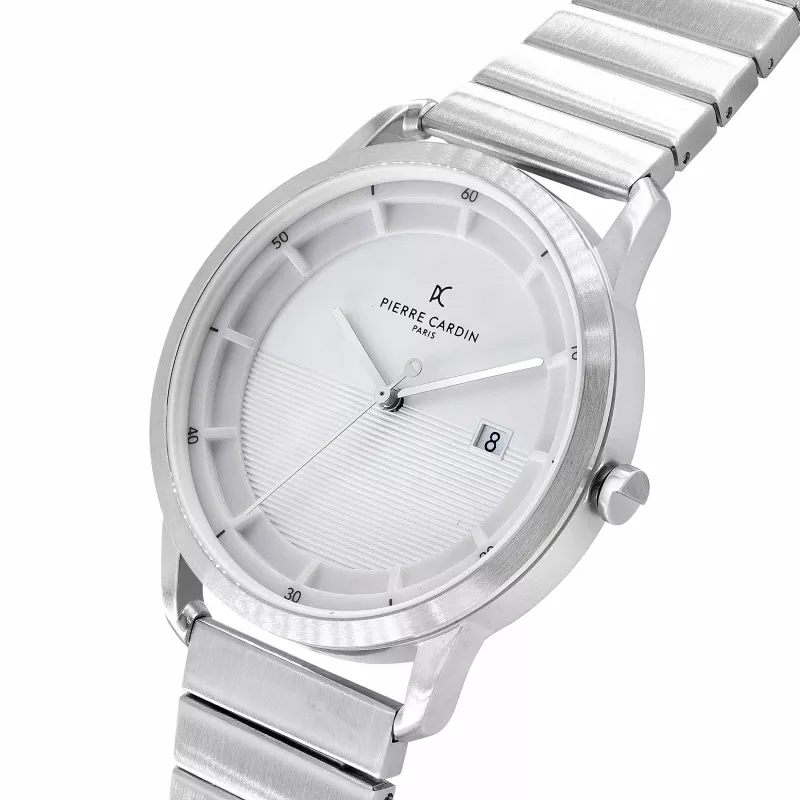 Pierre Cardin vīriešu pulkstenis CLC.6001 43mm nerūsējošais tērauds kvarca analogais melns ciparnīca ādas siksniņa