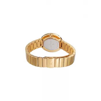 Pierre Cardin Women's Quartz Analog Watch CF.1010.MG.1 - 32mm Gold Stainless Steel Case, White Dial, Brown Leather Strap