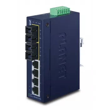PLANET ISW-621TS15 Industrial Unmanaged L2 Fast Ethernet Switch ar 4x 10/100 + 2x 100Base-FX SC Multi-mode, DIN-Rail/Wall-Mount, -40 līdz 75°C