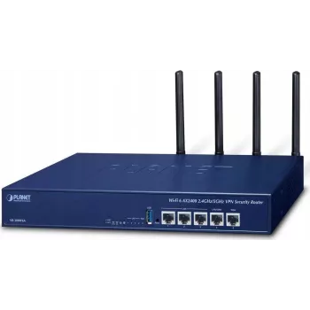 PLANET VR-300W6A Enterprise Wi-Fi 6 AX3000 Dual-Band Gigabit Router ar VPN, VLAN, QoS, HA, AP kontrolleri, 2x WAN SD-WAN, 3x LAN