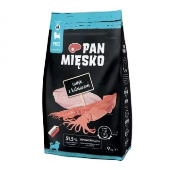 PMI PAN MIĘSKO Turcija ar kalmāriem kucēniem M sausā suņu barība 9 kg