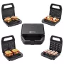 PMS 4-in-1 MELTO sviestmaižu gatavotājs ar maināmām plāksnēm: sviestmaizei, vafeļu, grilam, cepumiem/riekstiem, 800 W, melns/sudrabs