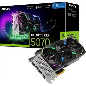 PNY GeForce RTX 5070 Ti EPIC-X RGB 16GB videokarte, trīs ventilatori, 3x DisplayPort un HDMI