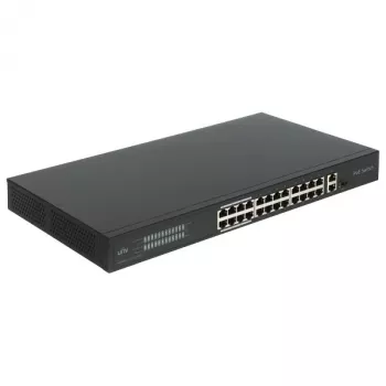 POE LANG NSW3000-24T1GT1GC-POE-IN 24-Port Gigabit PoE+ Switch ar 2 Uplink Portiem, 370W, Nenodrošināts, 1U Rackmount