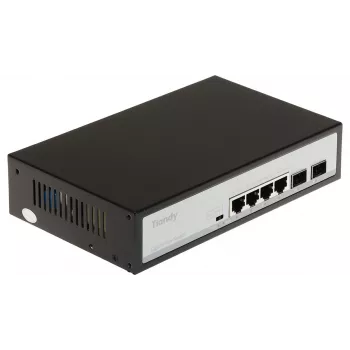POE LANG TC-P3S06 Nepārvaldāms PoE+ slēdzis, 4x 10/100Mbps RJ45 PoE+ (60W), 2x SFP augšupsavienojums, darbvirsma/metāls