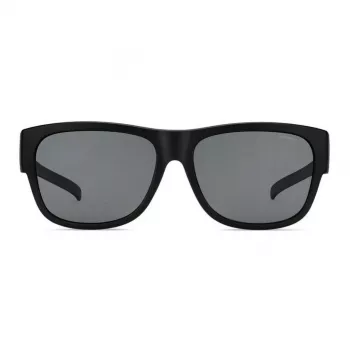 Polaroid Ancillaries PLD9003SDL5 Unisex taisnstūra saulesbrilles - matēts melns rāmis, pelēkas polarizētas lēcas