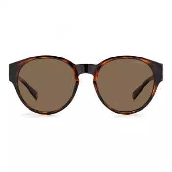 Polaroid Ancillaries PLD9017S086 Unisex saulesbrilles - Havana/Bruņurupuča rāmis, brūna polarizēta lēca