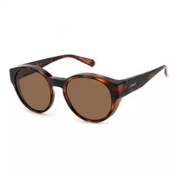 Polaroid Ancillaries PLD9017S086 Unisex saulesbrilles - Havana/Bruņurupuča rāmis, brūna polarizēta lēca